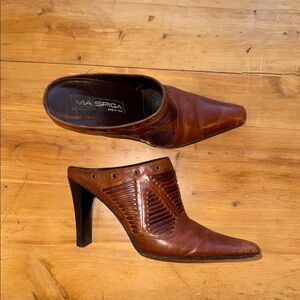 Vintage Via Spiga Brown Leather Women's Heels